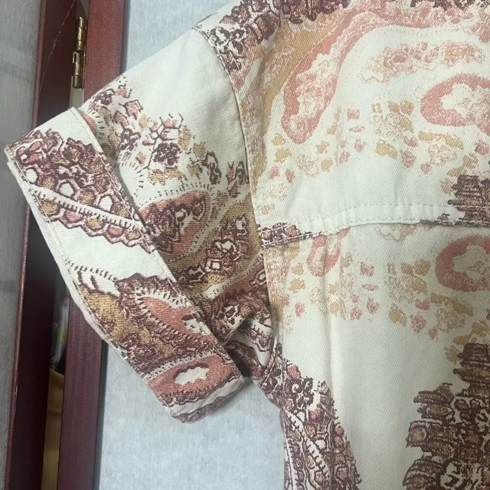 We The Free Cream and Brown Paisley Jumpsuit